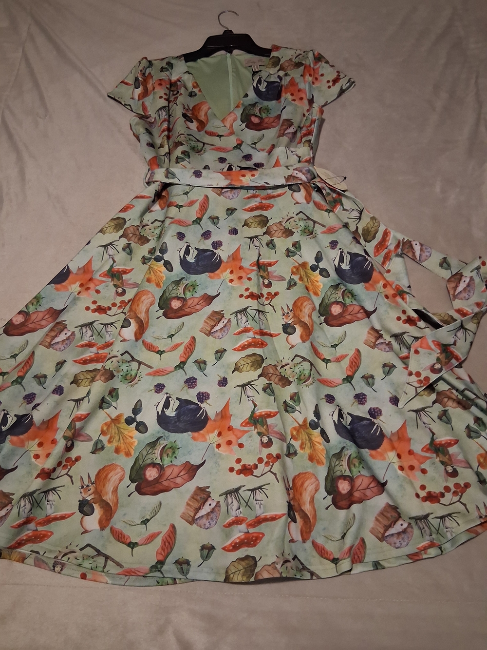 Lindy Bop Dawn Woodland Fairy Print Swing Dress. - Picture 6 of 12
